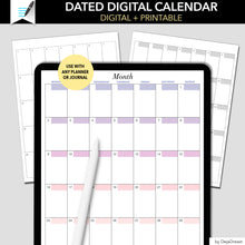 Load image into Gallery viewer, Colorful Dated Digital Calendar- PDF and GoodNotes Vertical