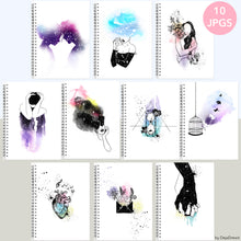 Load image into Gallery viewer, 10 Love Story Digital Covers + bonus bullet, grid, lined pages