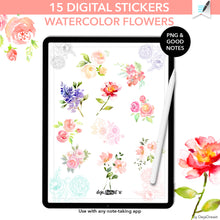 Load image into Gallery viewer, Watercolor Flower Digital Stickers & Templates