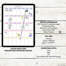 Load image into Gallery viewer, Colorful Dated Digital Calendar- PDF and GoodNotes Vertical