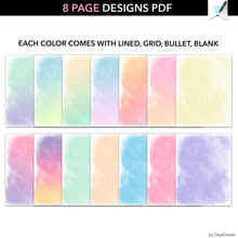 Load image into Gallery viewer, Watercolor Notes Digital PDF Notebook Template
