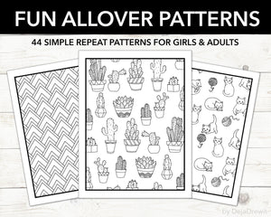 Allover Simple Patterns Coloring Book for Girls and Adults