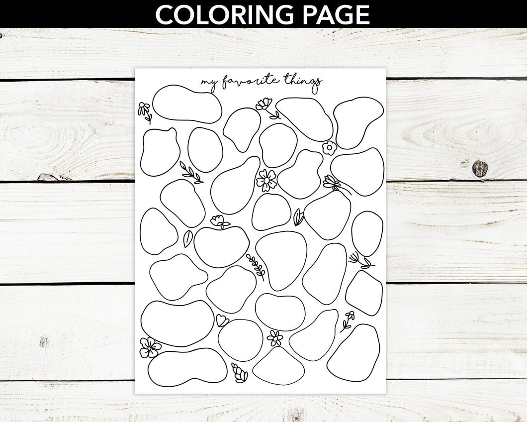 My Favorite Things Self-Care Coloring Page