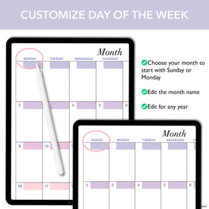 Colorful Dated Digital Calendar- PDF and GoodNotes Vertical