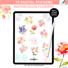Load image into Gallery viewer, Watercolor Flower Digital Stickers &amp; Templates
