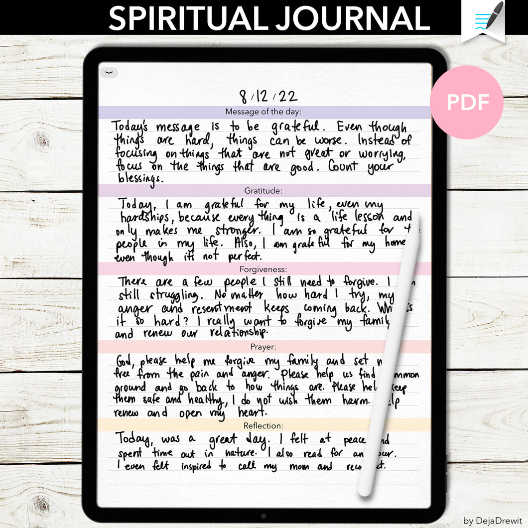 Daily Spiritual Prayer Journal - Digital PDF for goodnotes and other note-taking apps