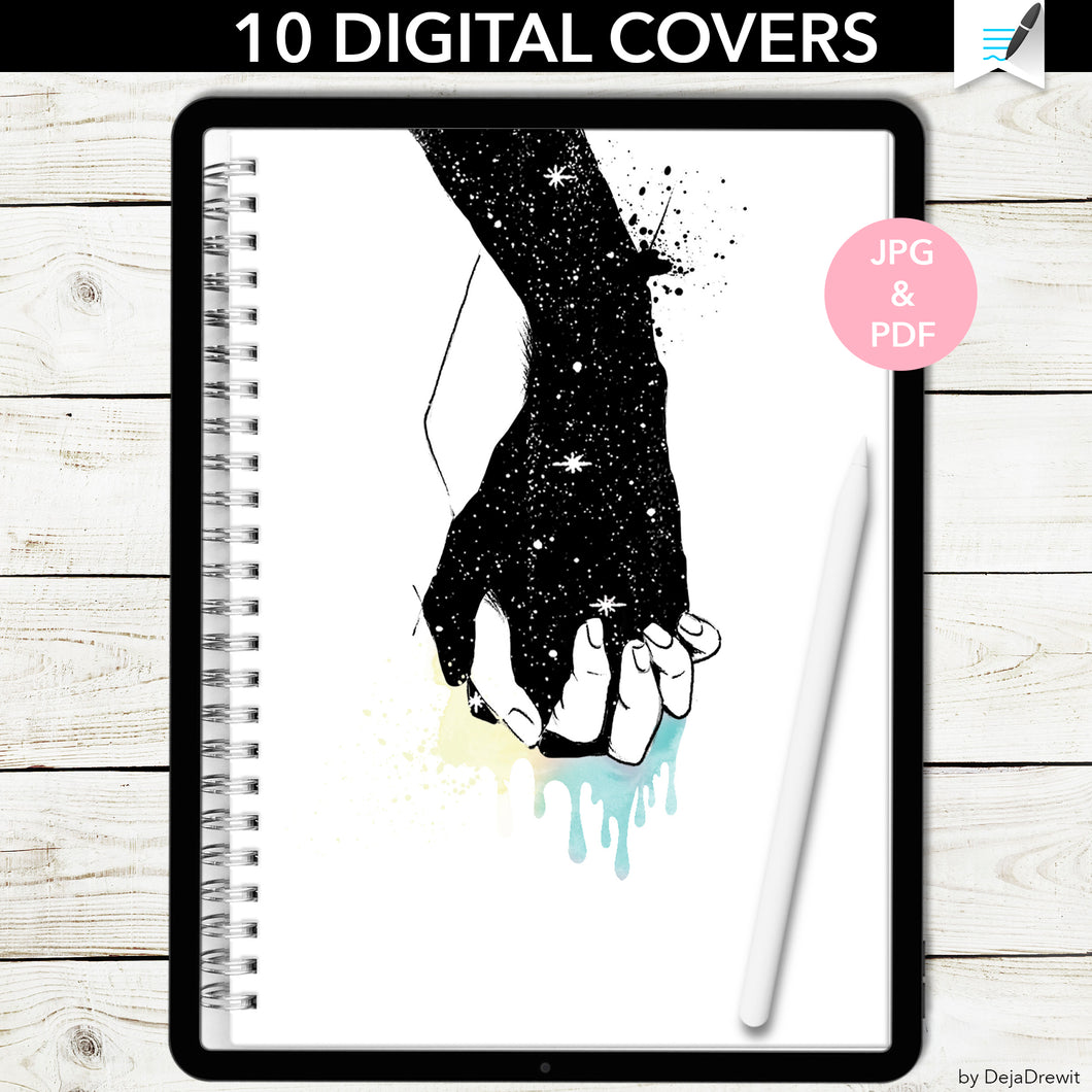 10 Love Story Digital Covers + bonus bullet, grid, lined pages