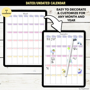 Colorful Dated Digital Calendar- PDF and GoodNotes Vertical