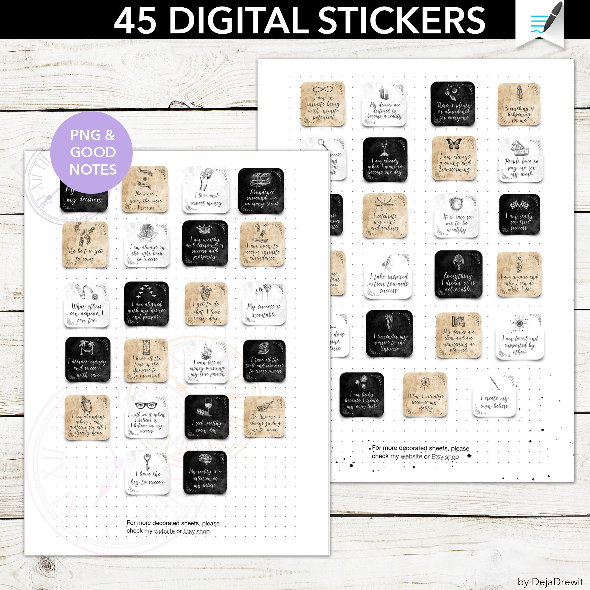 45 Digital Manifest Success Affirmation Stickers – Deja Drewit