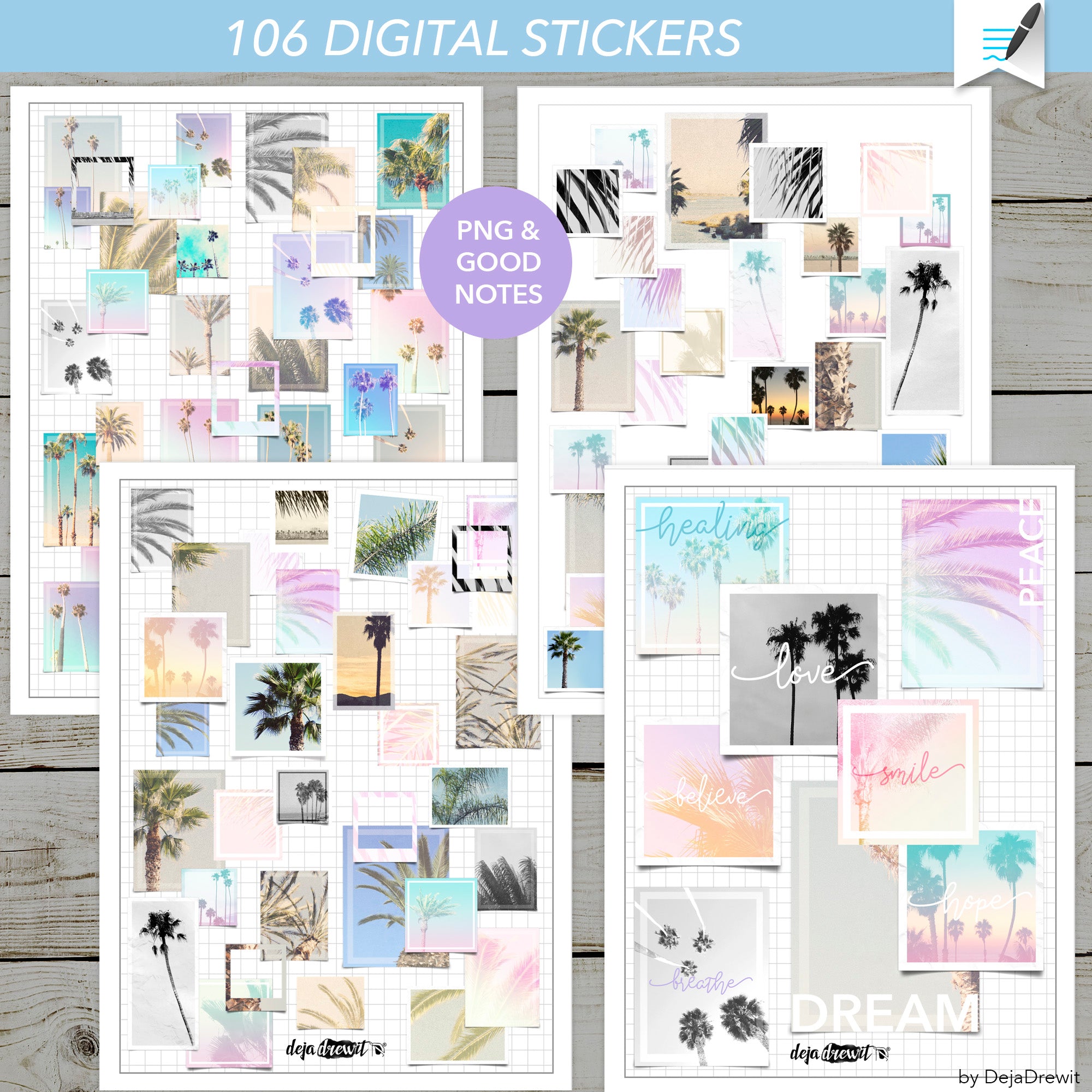 106 Digital Palm Tree Stickers