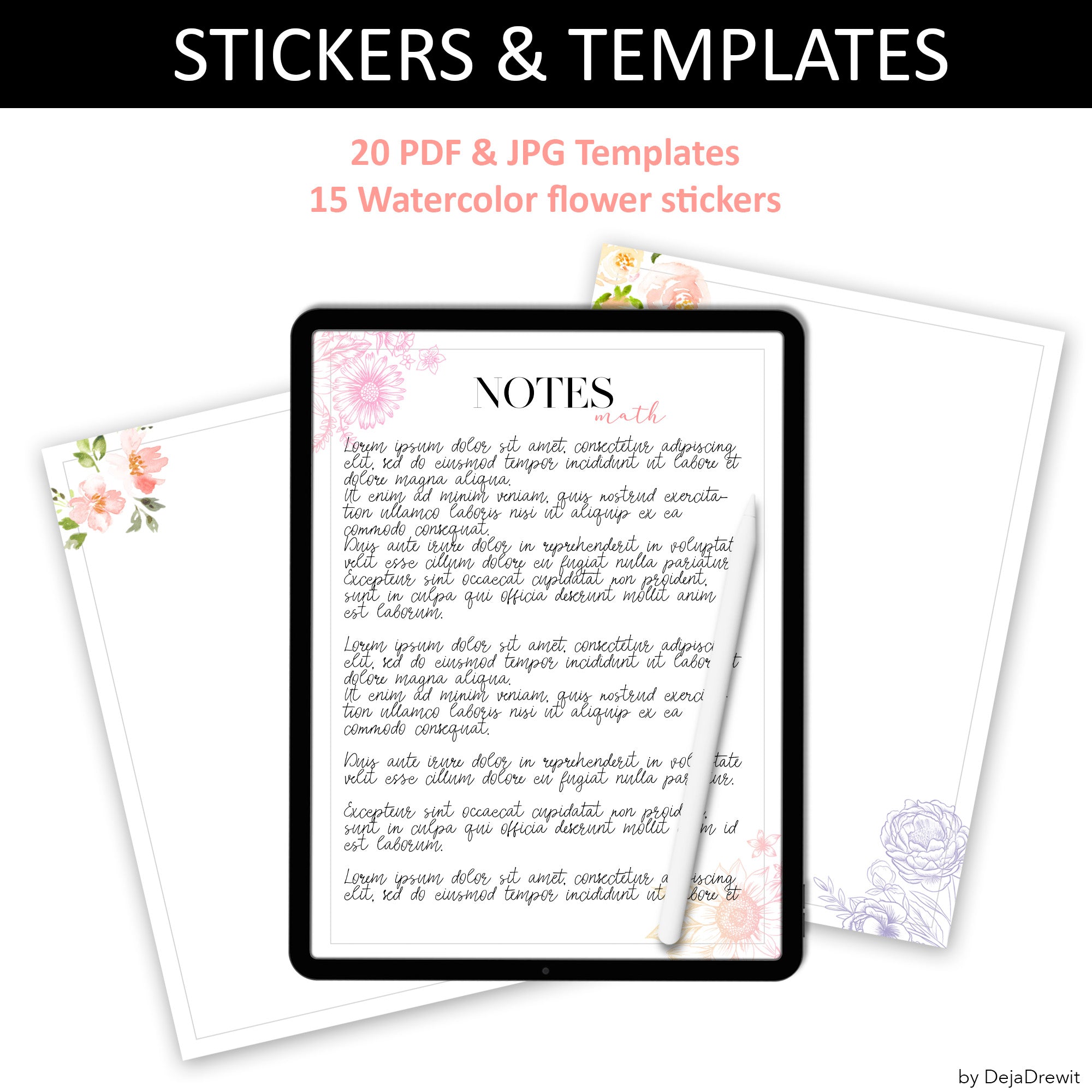 Watercolor flower stickers! 🌹🌸🌺Swipe to see them all : r/notabilityapp