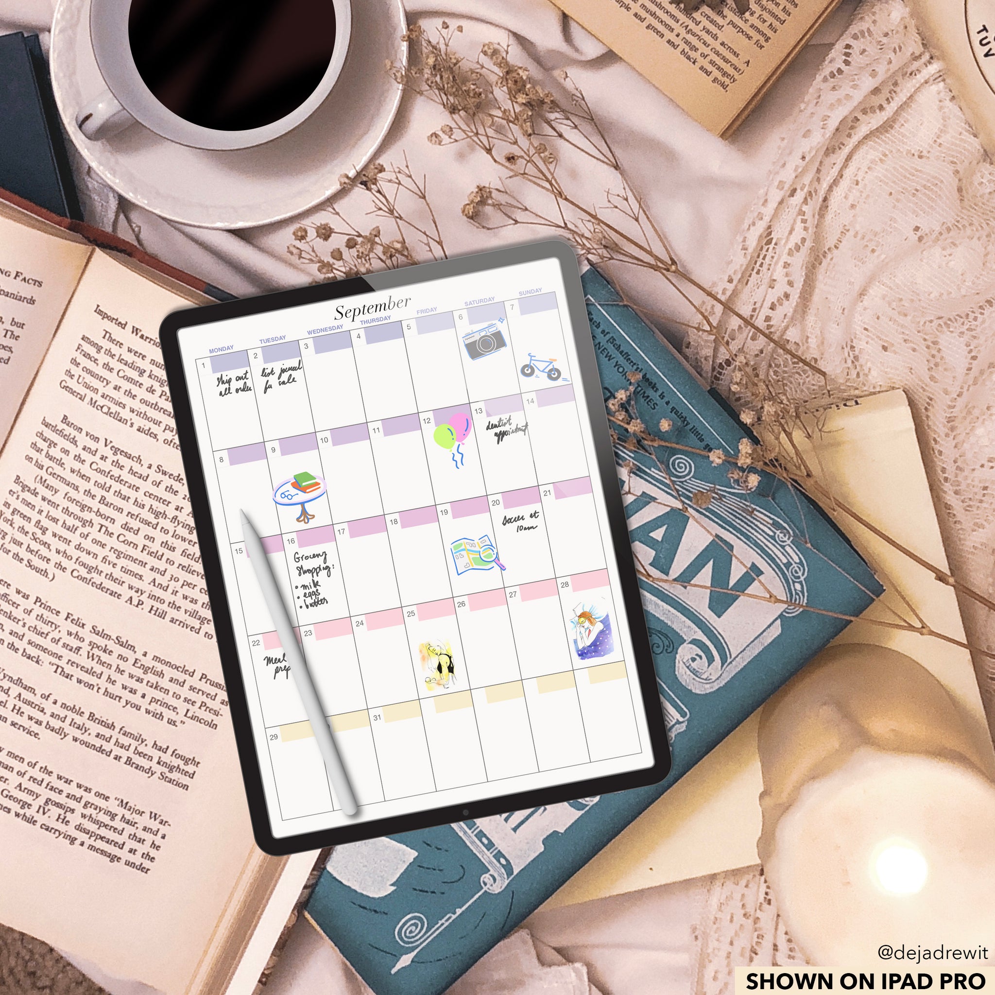 Colorful Dated Digital Calendar- PDF and GoodNotes Vertical – Deja Drewit