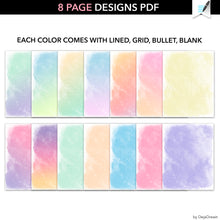 Load image into Gallery viewer, Watercolor Notes Digital PDF Notebook Template

