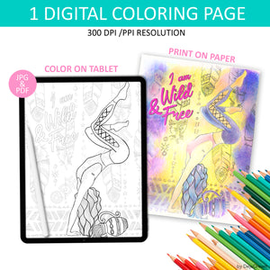 Coloring Page Wild & Free from Personal Power